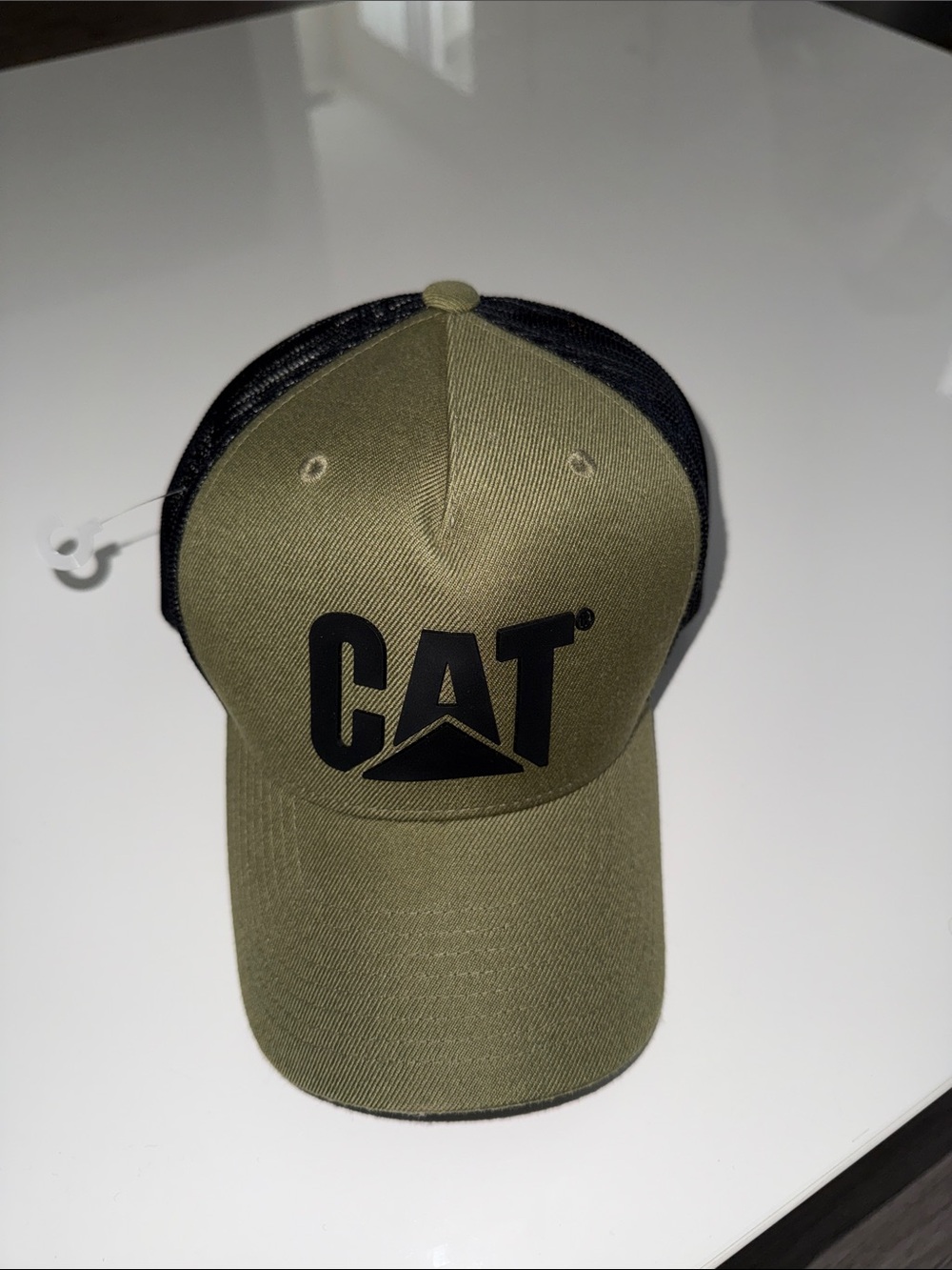 Caterpillar Olive Green and Black CAT Logo Trucker Hat
